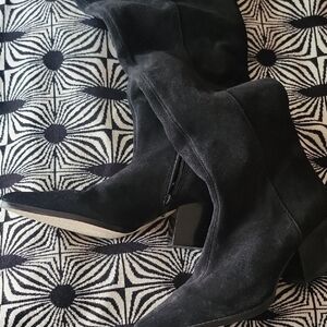 Matisse Black Suede Over-the-Knee Block Heel Boots